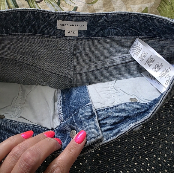 Good American Good Ease Wide Leg Rhinestone Jean Size 4 NWOT - Picture 4 of 6